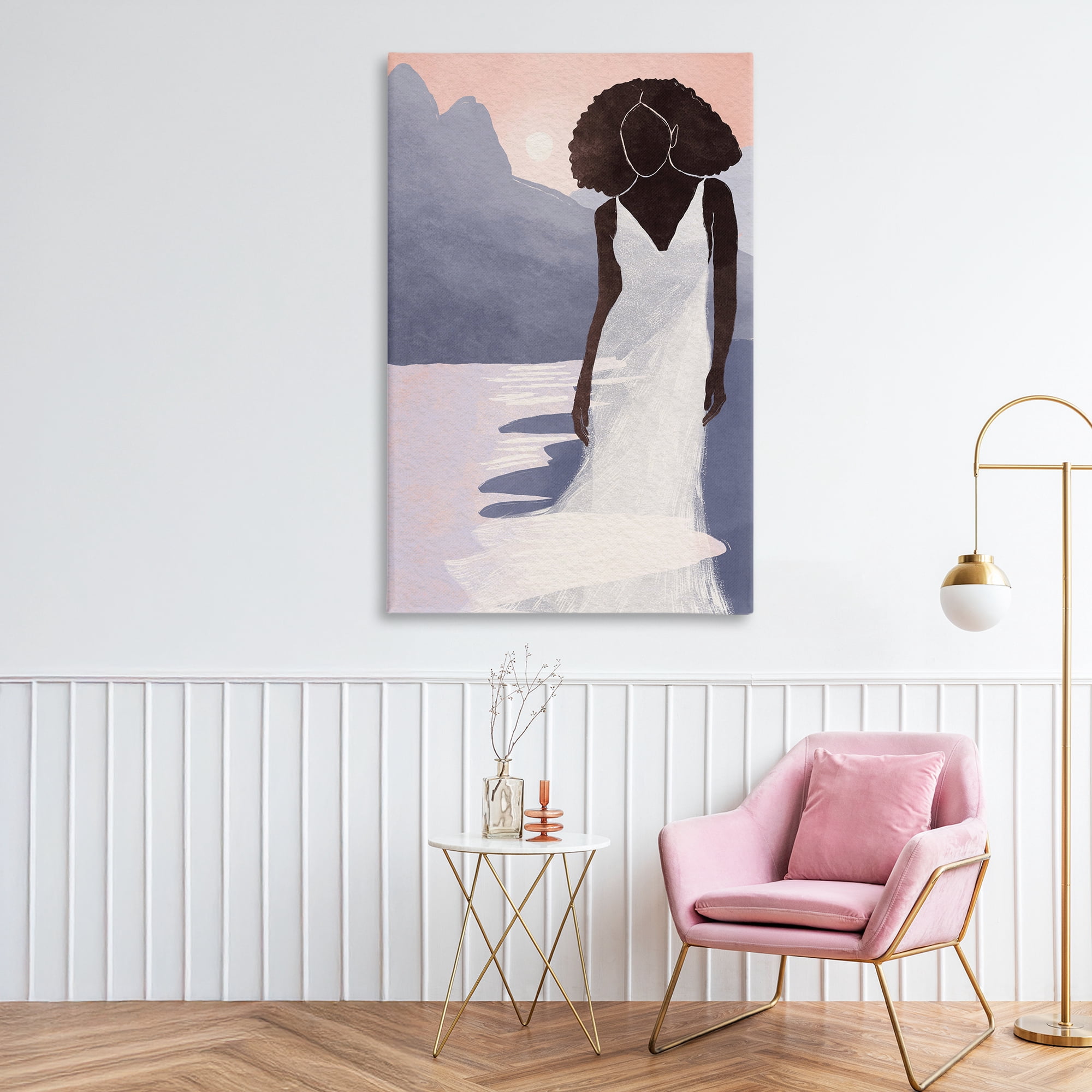 Stupell Industries White Gown Silhouette at Sunset Canvas Wall Art, design by Yuyu Pont