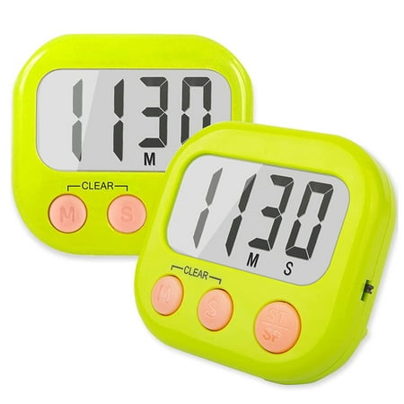 

2PCS Digital Kitchen Timer Big Digits Loud Alarm Magnetic Backing Stand with Large LCD Display for Cooking Baking Sports Games Office