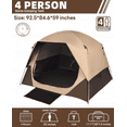 thumbnail image 2 of 4-Person Khaki Blackout Camping Tent, Waterproof Dome Tent with Rainfly, Easy Setup for Outdoor Camping & Hiking, 2 of 6