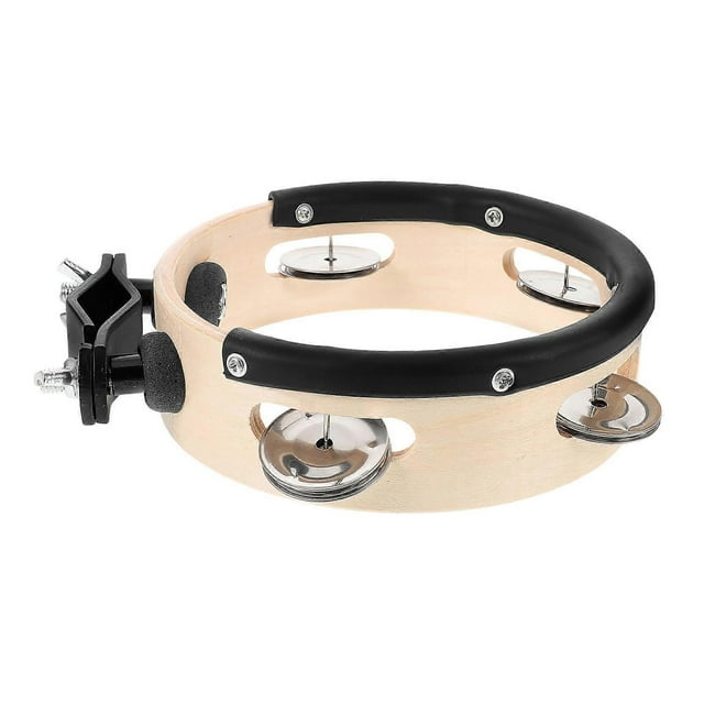 Wood and Metal Tambourine for Drum Set with Easy Installation and Versatile Sound 10.5 inches
