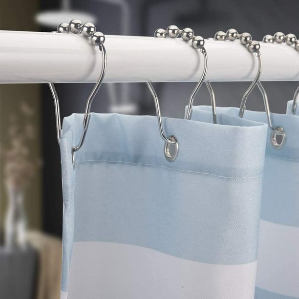 Maso Shower Curtain Hooks, Stainless Steel Shower Curtain Rings & Hooks Shower Curtain For Bathroom Shower Rods Curtains,12pcs/24pcs Available Silver