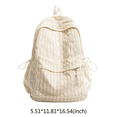 thumbnail image 2 of Cute Aesthetic School Backpack, Striped Pattern Backpack with Drawstring Side Pockets, School Backpack for Outdoor Shopping Travel, Khaki, 2 of 10