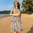 thumbnail image 4 of Naloa Floral Paisley Print Womens Summer A-Line Dress with Pockets,Short Sleeve Dresses,Flowy Beach Swing Dress for Vacation Travel, 4 of 6