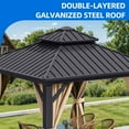 thumbnail image 5 of Dextrus 10'x10' Hardtop Gazebo with Nettings & Brown Curtains,Outdoor Double Roof Canopy Galvanized Aluminum Frame Tent,Sunshade for Garden, Patio, Lawns,  Black&Brown, 5 of 10