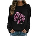 thumbnail image 2 of CLOISE Pink Breast Cancer Sweatshirt Women Breast Cancer Support Sweatshirts Ribbon Oversized Crewneck Long Sleeve Hoodie Cancer Awareness Shirts Loose Pullover Blouses Fall Outfits Black XL, 2 of 4