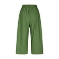 thumbnail image 6 of Capri Pants for Women Solid Summer Lounge Capris Elastic Waisted Cotton Linen Crop Trousers for Casual with Pockets, 6 of 7
