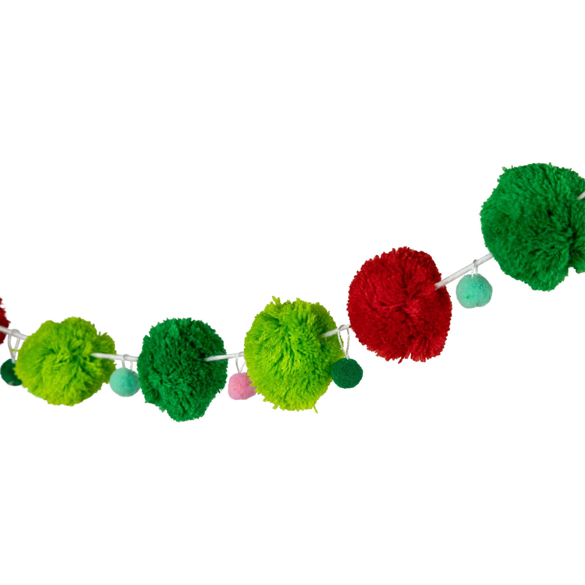 46" Green and Red Christmas Wool Beaded Garland - Unlit