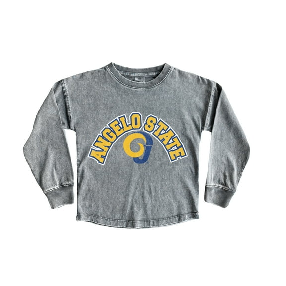 Girls Youth Gameday Couture Gray Angelo State Rams Faded Wash Pullover Top