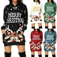 thumbnail image 4 of Christmas Sweatshirts for Women Casual Print Long Sleeve Pocket Hooded Hoody Dress Loose Fit Pullover Tunic Tops Womens Hoodies Green XXXL, 4 of 4