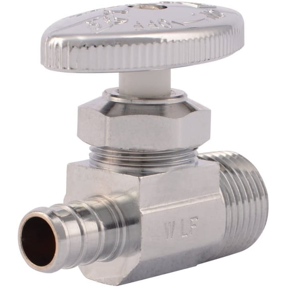 SharkBite 23061LF PEX Chrome Plated Barb Straight Stop, Brass, 1/2 Inch x 1/2 Inch MPT