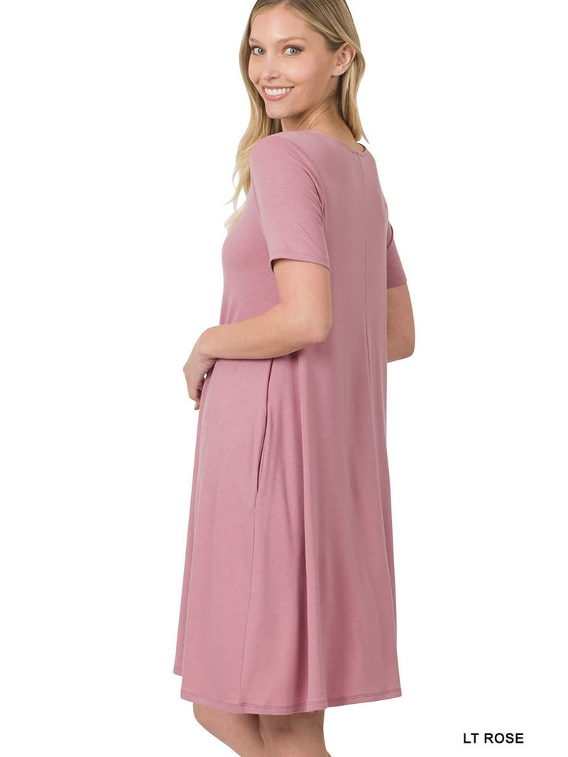 Women's Casual Dress Zenana Women's Sleeveless Flared Swing Tank Dress - Jersey  Knit With Side Pockets