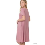 Zenana Women & Plus Short Sleeve Flared T-Shirt Midi Dress with Side Pockets