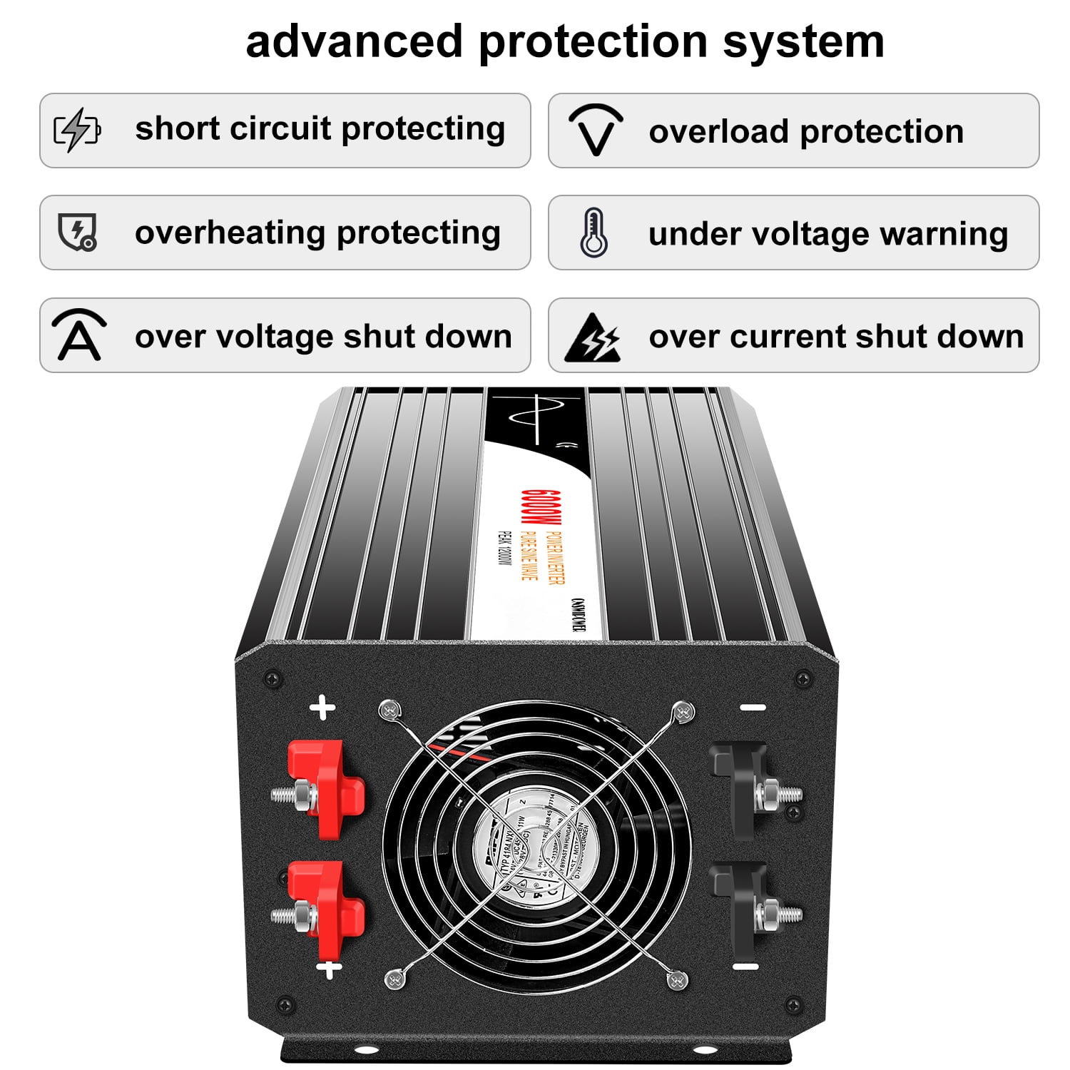 CNSWIPOWER 6000W Pure Sine Wave Power Inverter dc 48V to 110v ac Converter 60HZ Solar Converter for Home Use car (DC48V (Range40V-60V) 6000W