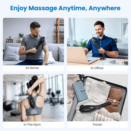 RENPHO Rechargeable Hand Held Deep Tissue Massager for Muscles, Back, Foot, Neck, Shoulder, Leg, Calf Cordless Electric Body Massage, FSA and HSA Eligible, Black