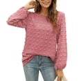 thumbnail image 2 of Fantaslook Blouses for Women Crewneck Long Sleeve Tops Chiffon Pom Pom Shirts Fall Casual, 2 of 8