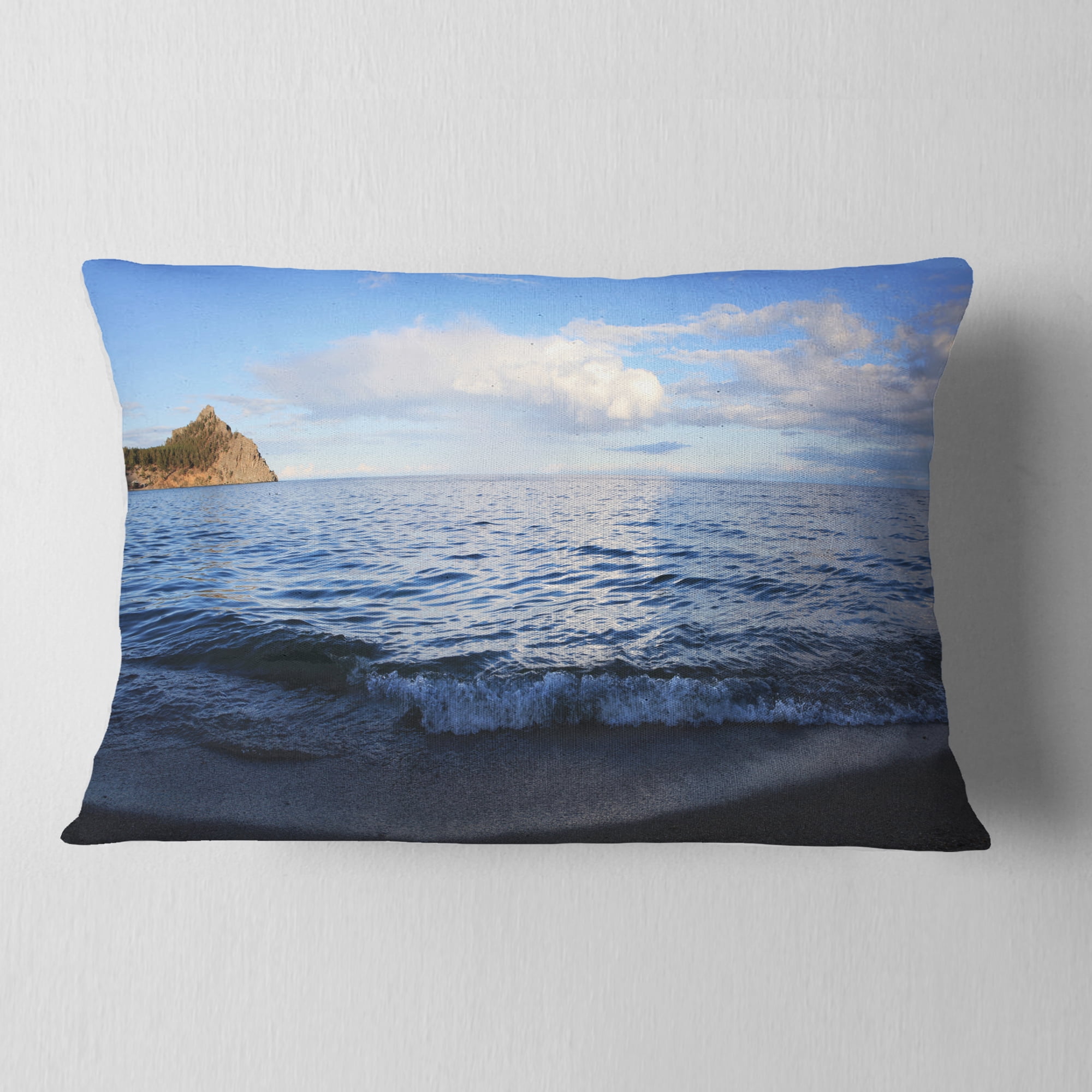 Designart 12" x 20" Blue Polyester Throw Pillow