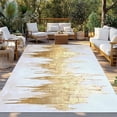 thumbnail image 2 of 4' x 6' Outdoor Rug, Abstract Gold Outdoor Washable Rug Large Floor Carpet, Modern Minimalist Art White Gray Ripple Non Shedding Area Rug for Outside Patio RV Porch Deck Balcony Camping Living Room, 2 of 9