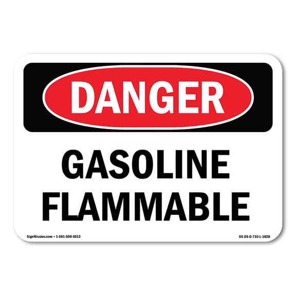 OSHA Danger Sign - Gasoline Flammable | Decal | Protect Your Business, Construction Site, Warehouse & Shop Area |  Made in The USA