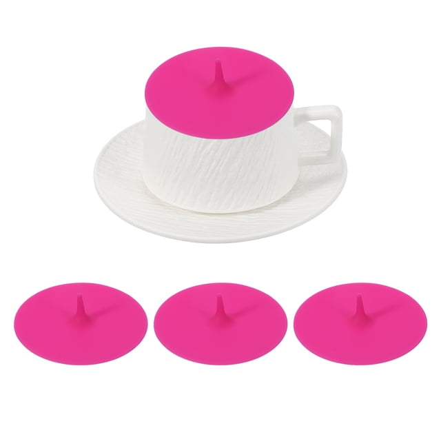 3Pcs Tapas de Taza de Silicona, Tapas Universales en Forma de Gota de 3.94" Reutilizables para Bebidas Calientes y Frías para Tazas de Té, Tazas de Café, Rojo Rosa