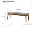 thumbnail image 2 of Upholstered Bench for End of Bed, 56.1 Inch Ash Grey Fabric Bedroom Bench with Foam Padded Seat, Mid-Century Modern Solid Wood Base, Entryway Bench with Solid Wood Legs, Brown and Light Gray, 2 of 5