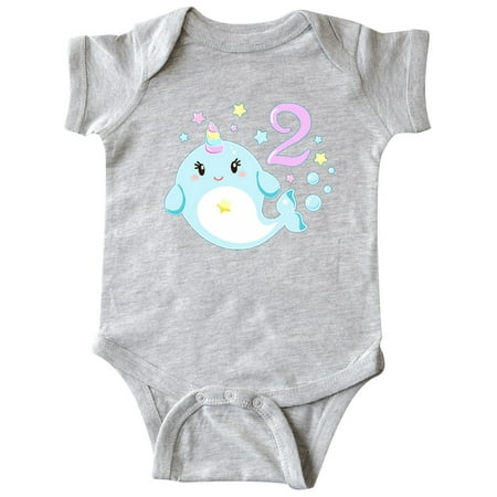 

Inktastic Happy 2nd Birthday with Cute Narwhal Stars and Bubbles Gift Baby Boy or Baby Girl Bodysuit