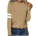 thumbnail image 5 of YueHuiYing Long Sleeve Shirts for Women Fall Winter Clothes Crew Neck Casual Tops Loose Fit Tees Fashion Outfits, 5 of 7
