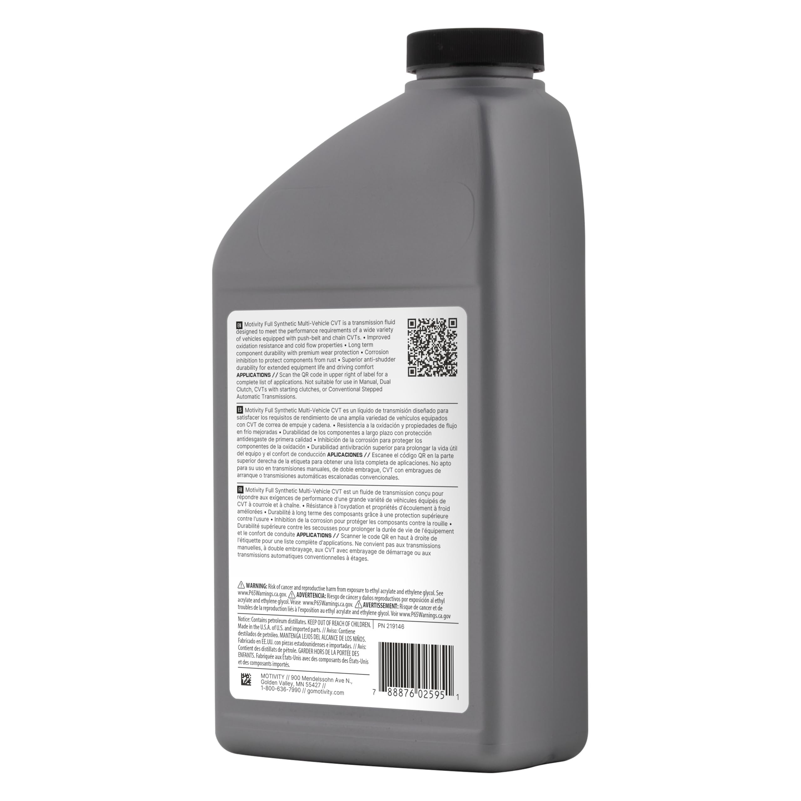 MOTIVITY Full Synthetic Multi-Vehicle Continuously Variable Transmission Fluid - 6 Pack of 1 Quart Bottles