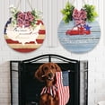 thumbnail image 3 of 4th of July Welcome Sign Decoration Rustic Patriotic Front Door Decor Memorial Day Wall Sign Red White Blue Wreath Patriotic Stars American Independence Day Decor for Door Wall Outdoor Porch, 3 of 5