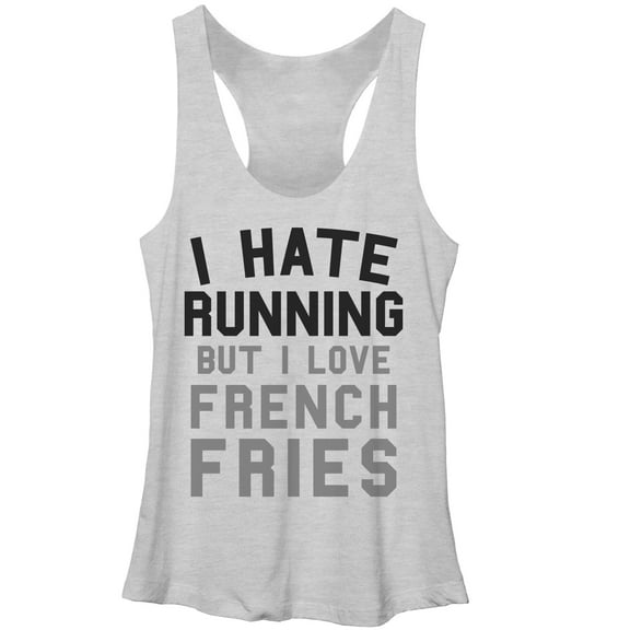 Women's CHIN UP I Love French Fries Racerback Tank Top White Heather X Large