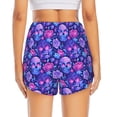 thumbnail image 2 of Lsque blue Skull purple flower1 Printed Women's Running Shorts with Liner Pockets,Elastic Quick Dry Workout Athletic Gym Yoga Shorts,Womens High Waist Shorts-XX-Large, 2 of 9