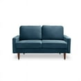 thumbnail image 2 of Pemberly Row 58" Square Arm Modern Velvet Loveseat in Prussian Blue, 2 of 2