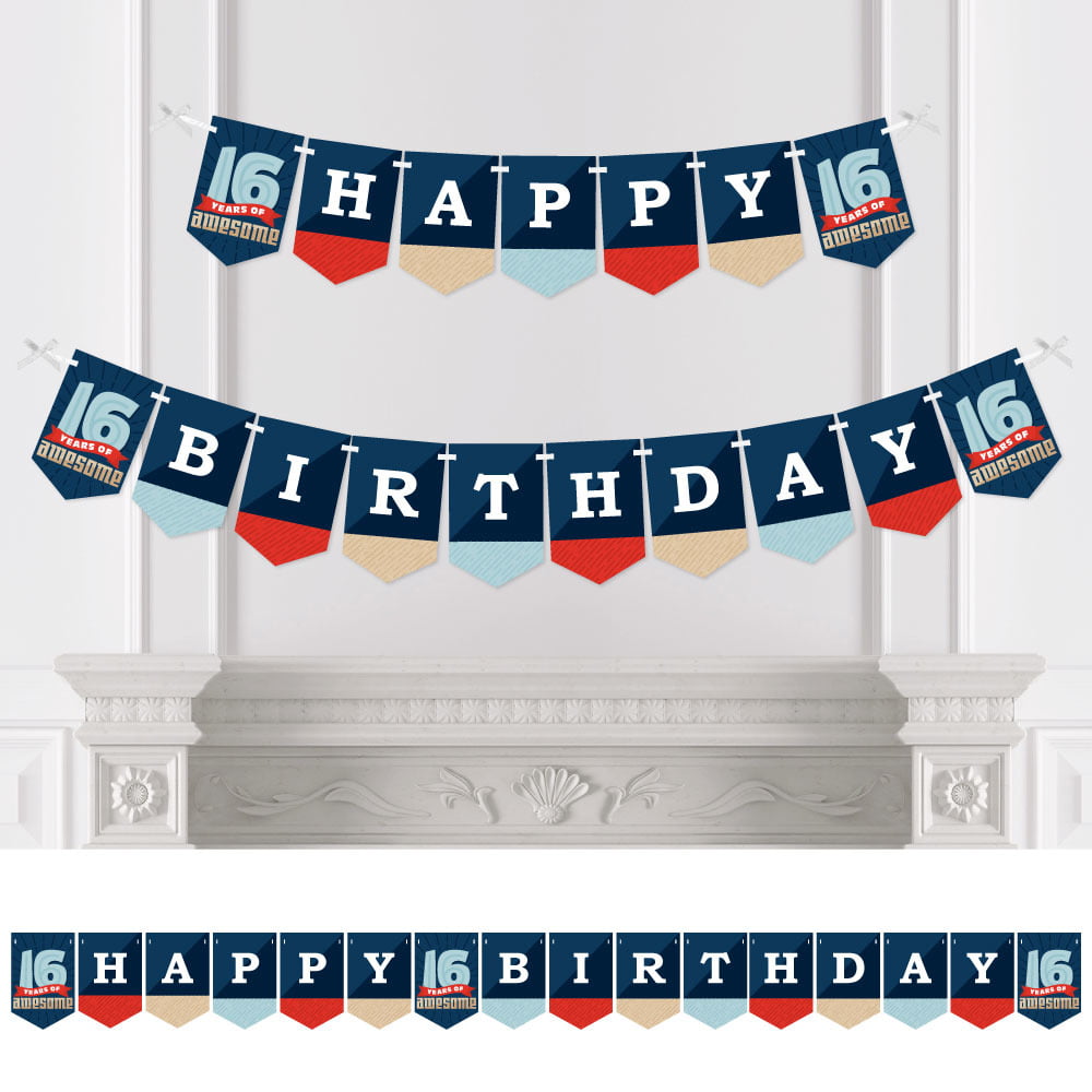 CHEERS TO 16 YEARS Balloons 16 Bunting Garland 16th Birthday Party 16 Banner decoration Dirty Thirty