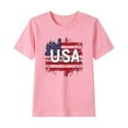 thumbnail image 3 of Jinhomg Graphic Tees for Kids Boys Girls Short Sleeve America Flag Patriotic T Shirts Casual Comfy Cotton Crew Neck Tops Toddler Holiday Party Gifts Pink 2 Years, 3 of 6