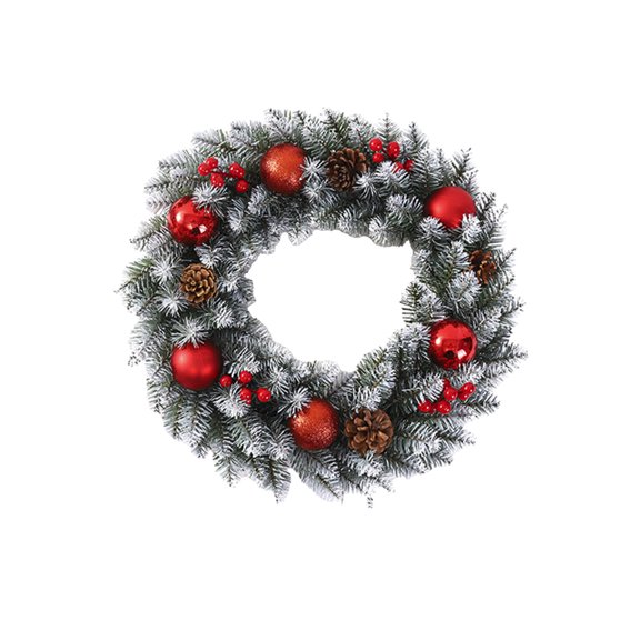 Christmas Pine Wreath Real Touch for Front Door Pinecone Ornaments Wreath for Winter Holiday Christmas Party Decorations, Red