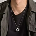 thumbnail image 4 of PAURO Men's Stainless Steel Round World Map Pendant Necklace Hip Hop Jewelry Silver with Chain, 4 of 5