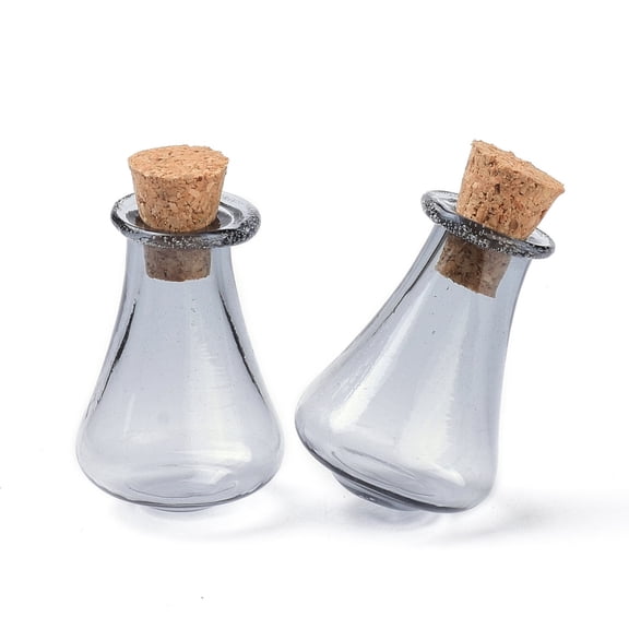 10 pc Glass Cork Bottles Glass Empty Wishing Bottles DIY Vials for Home Decorations Silver 1.7x2.7cm