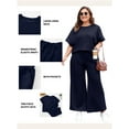 thumbnail image 3 of SHEWIN Women's Plus Size Outfits Sets 2 Piece Crew Neck Short Sleeve Sweatsuit Summer Outfits for Women 2025, 3 of 9