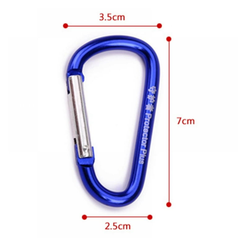 2Pcs Aluminum D Shape Carabiner Clip Multifunction Carabeaner Keychain Hook  with 3 Key Rings