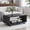 Dark Grey, variant on 43 Inch Walnut Curved Wood Coffee Table, 2‑Tier Open Storage Shelf