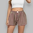 thumbnail image 2 of Shorts for Women Elastic Waisted Wide Leg Plaid Shorts Summer Casual Loose Lounge Trendy Shorts, 2 of 4