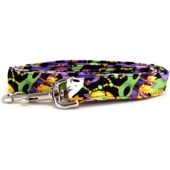 Mardi Gras Masks Dog Leash - Size - Small