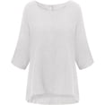 thumbnail image 4 of Womens 2024 Plus Size Linen Tops Summer Breathable 3/4 Sleeve Beach Shirts Trendy Comfort Tunic Tops Crew Neck Blouses, 4 of 4