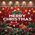 thumbnail image 3 of Red Theme Christmas Banner Festive Merry Christmas Banner Snowflake Design Gift Pattern Holiday Banner for Christmas Party Holiday Celebration Indoor Decoration, 3 of 9
