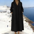 thumbnail image 6 of BUIGTTKLOP Cotton Linen Summer Dresses for Women 3/4 Sleeve Maxi Dresses Casual V Neck A Line Flowy Long Dresses Beach Vacation Clothes, 6 of 6