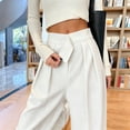 thumbnail image 5 of BADHUB Womens Dress Pant Pleat Business Casual High Waisted Pant Fashion Offic Slack Solid Color Trousers White XL, 5 of 6