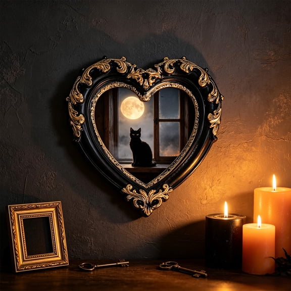 Kumdkdwn Vintage Gothic Shadow Box Frame Black Gold Embossed Deep Hollow Display Frame for Dried Flowers Specimens DIY Wall Decor Halloween Gift
