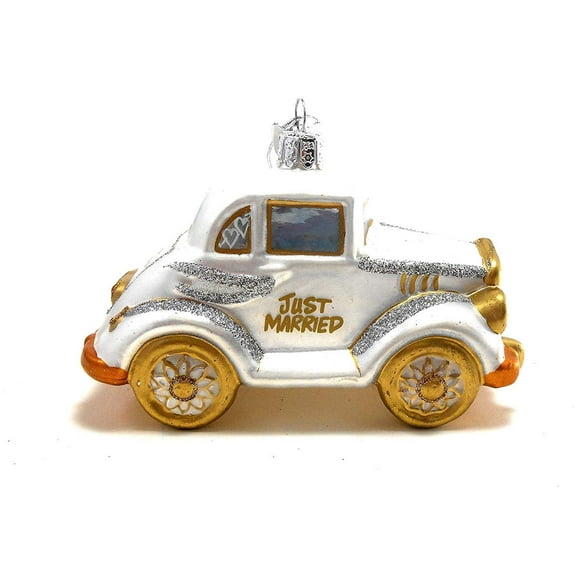 Kurt Adler Noble Gems Just Married Wedding Glass Ornament (NB0831)
