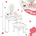 thumbnail image 3 of COZONY 3 Piece Modern Vanity Table Set with LED Lights and Makeup Toy Set, White, 3 of 9