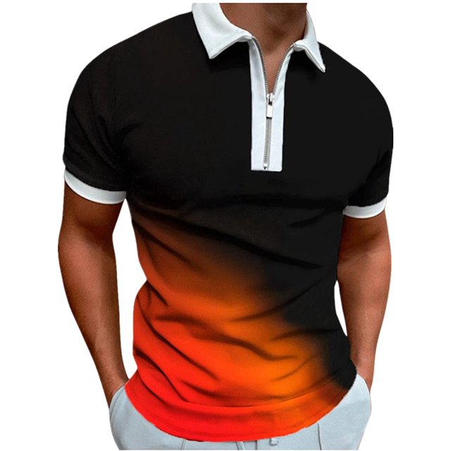 Polos pour Hommes, T-Shirt à Manches Courtes Imprimé Dégradé Été Col Rabattu Classique Décontracté Golf