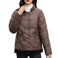 thumbnail image 2 of Zedker Puffer Jacket for Women Oversized Coats Winter Padded Down Jackets Zip Up Outerwear,Plus Size CoffeeL, 2 of 6